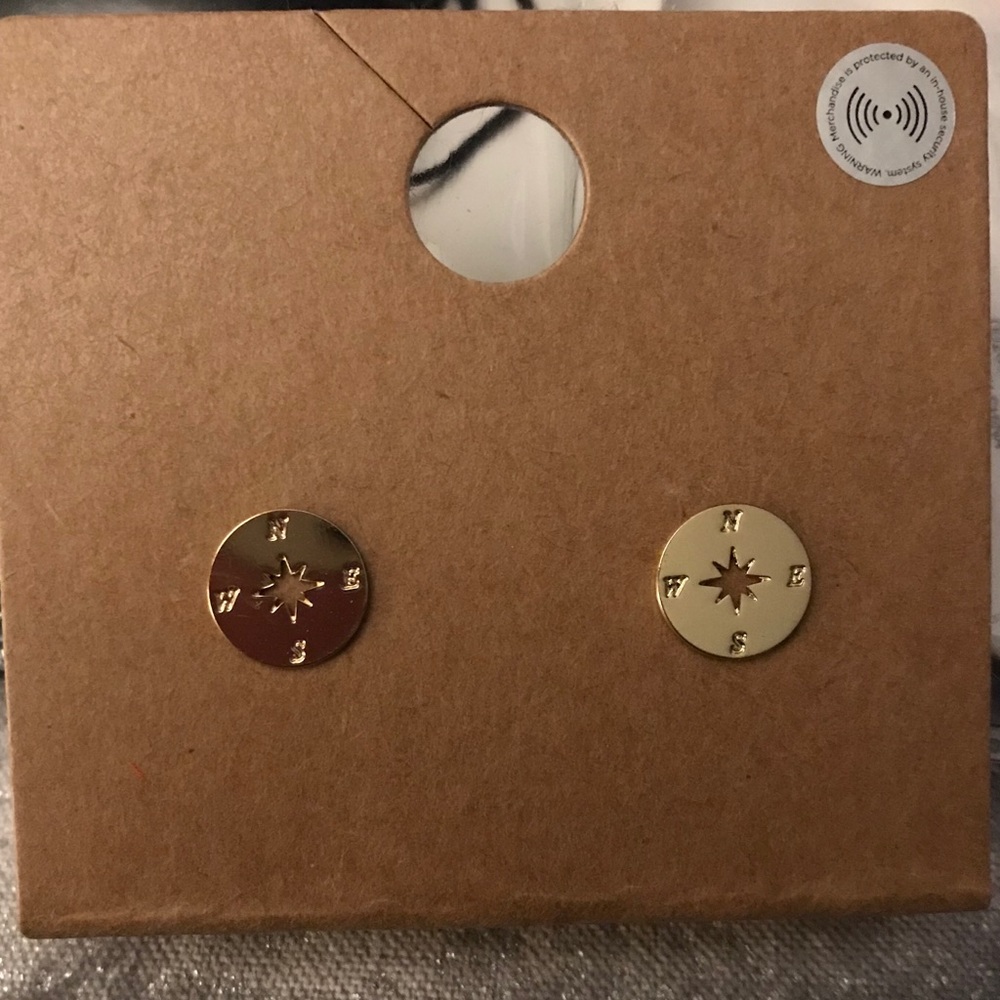 Small nautical compass earrings brand new